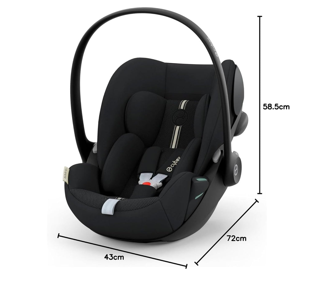 CYBEX Gold Babyschale Cloud G i-Size Plus, Inkl. Neugeboreneneinlage, Ab Geburt bis ca. 24 Monate, Für Kinder ab 40 cm bis 87 cm, Max. 13 kg, Moon Black