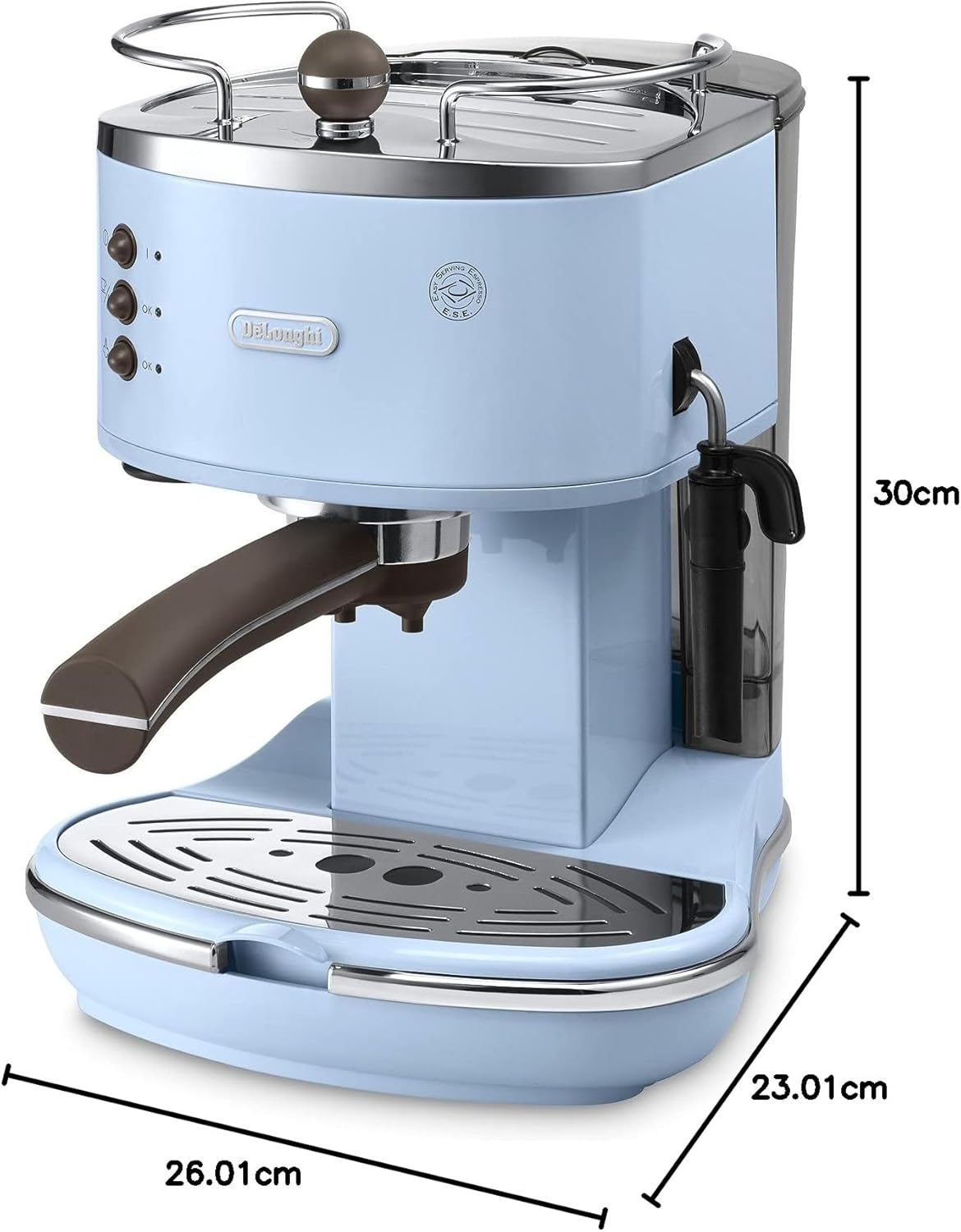 De'Longhi Icona Vintage ECOV 311.GR – Macchina da Caffè Espresso con Funzione Cappuccino, Design Retrò, con Montalatte Manuale, per Caffè in Polvere o Cialde E.S.E., Serbatoio dell’Acqua da 1,4 Litri, Verde