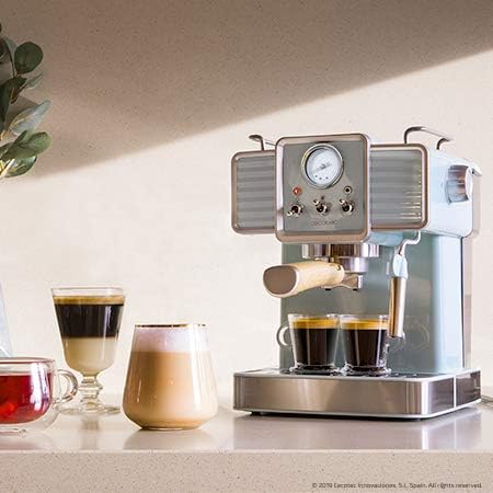 Cecotec Cumbia Power Espresso 20 Barista Aromax Caffettiera. Potenza 2900 W, 2 sistemi di riscaldamento, pompa a pressione da 20 bar, manometro, portafiltro a doppia uscita e 2 filtri (Tradizionale)