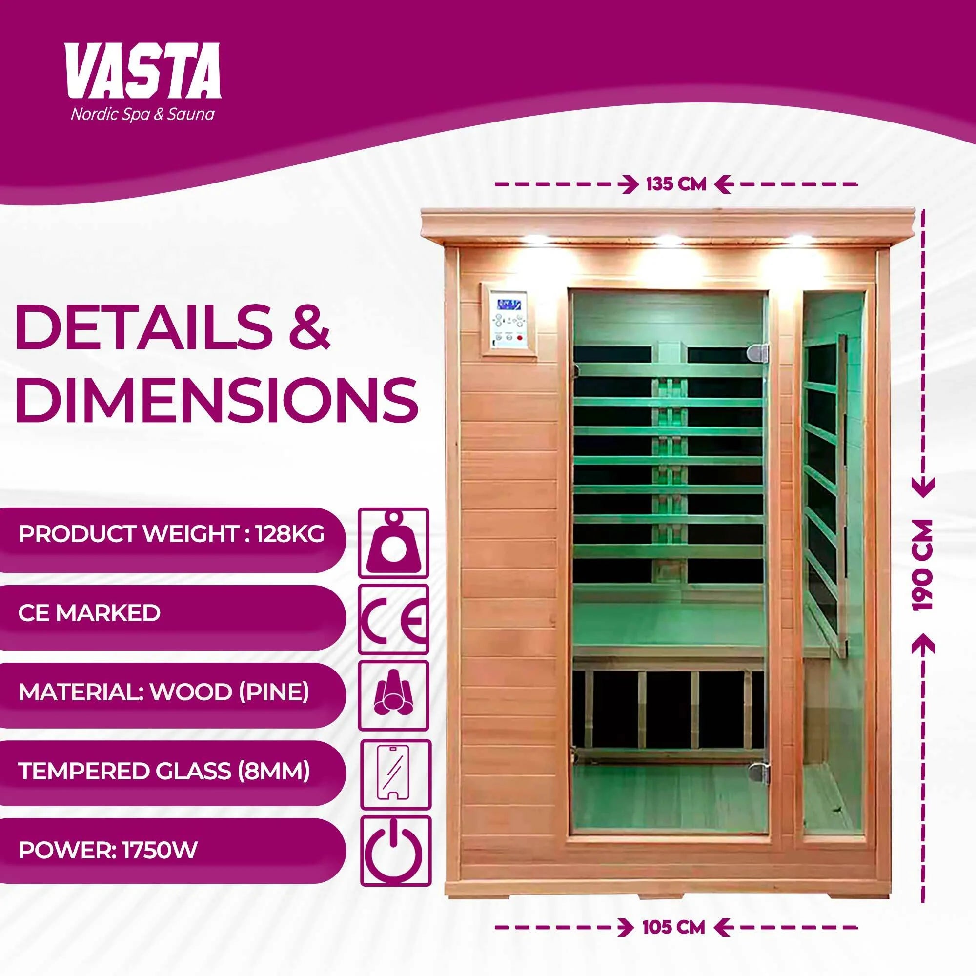 Vasta Infrarotkabine 2 Personen