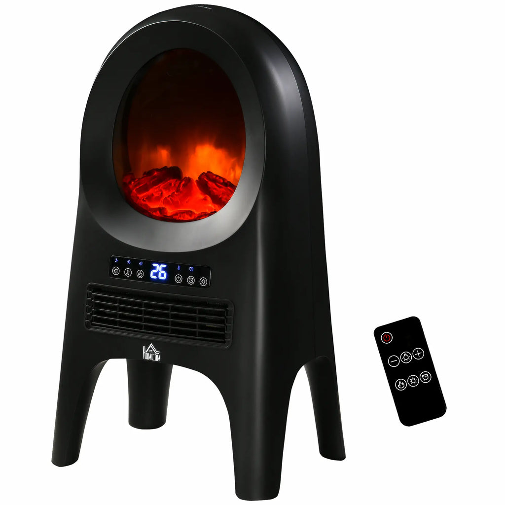 HOMCOM Stufa Elettrica Termoventilatore Effetto Fiamma a LED Telecomando