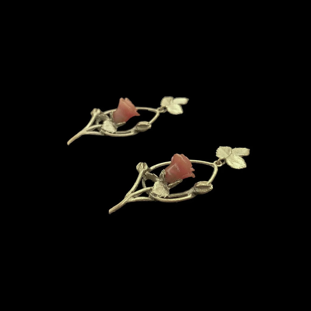 Orecchini a perno con rose rosse - Ovali