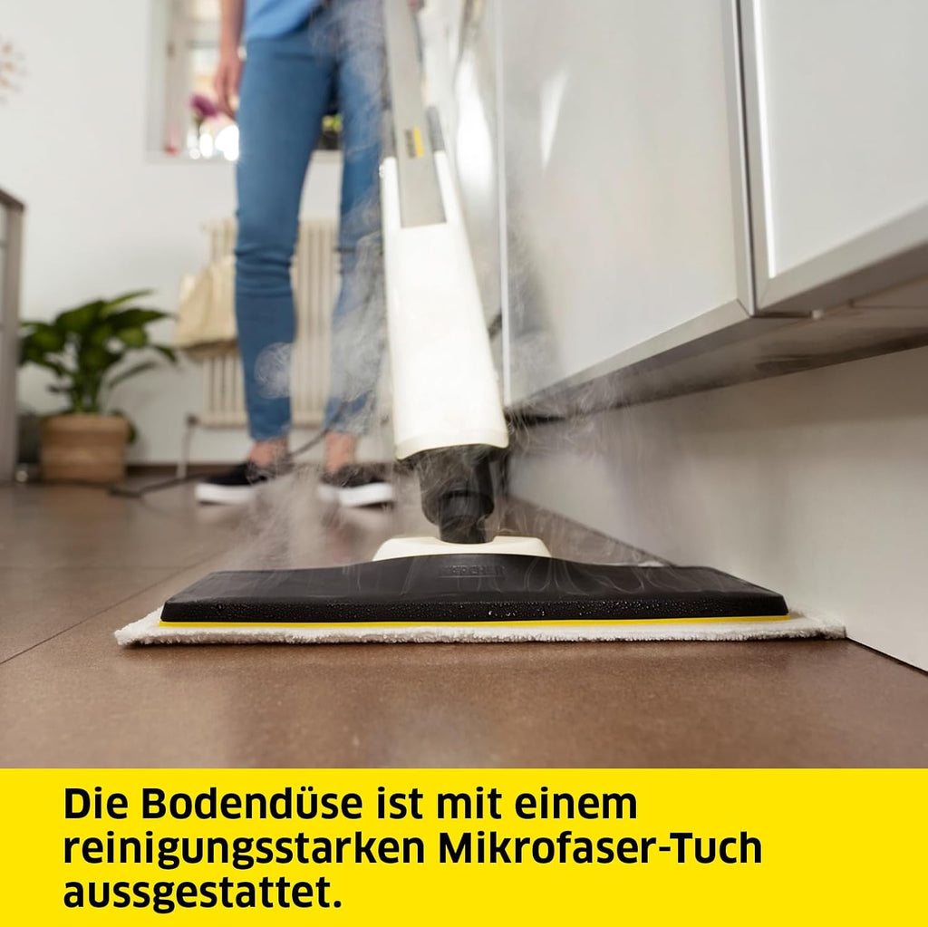 Krcher Dampfreiniger SC 3 Upright EasyFix, Aufheizzeit: 0,5 min., Flchenleistung: ca. 60 m, Tank: 0,5 l, Heizleistung: 1.600 W, mit Bodendüse, Bodentuch, Teppichgleiter, Entkalkungskartusche