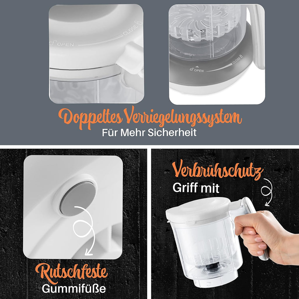 Sweety Fox - Multifunktions Babynahrungszubereiter 7-in-1 - Dampfgarer, Mixer, Pulse, Automatische Reinigungsfunktion, Sterilisiert, Glschenwrmer, Auftaufunktion