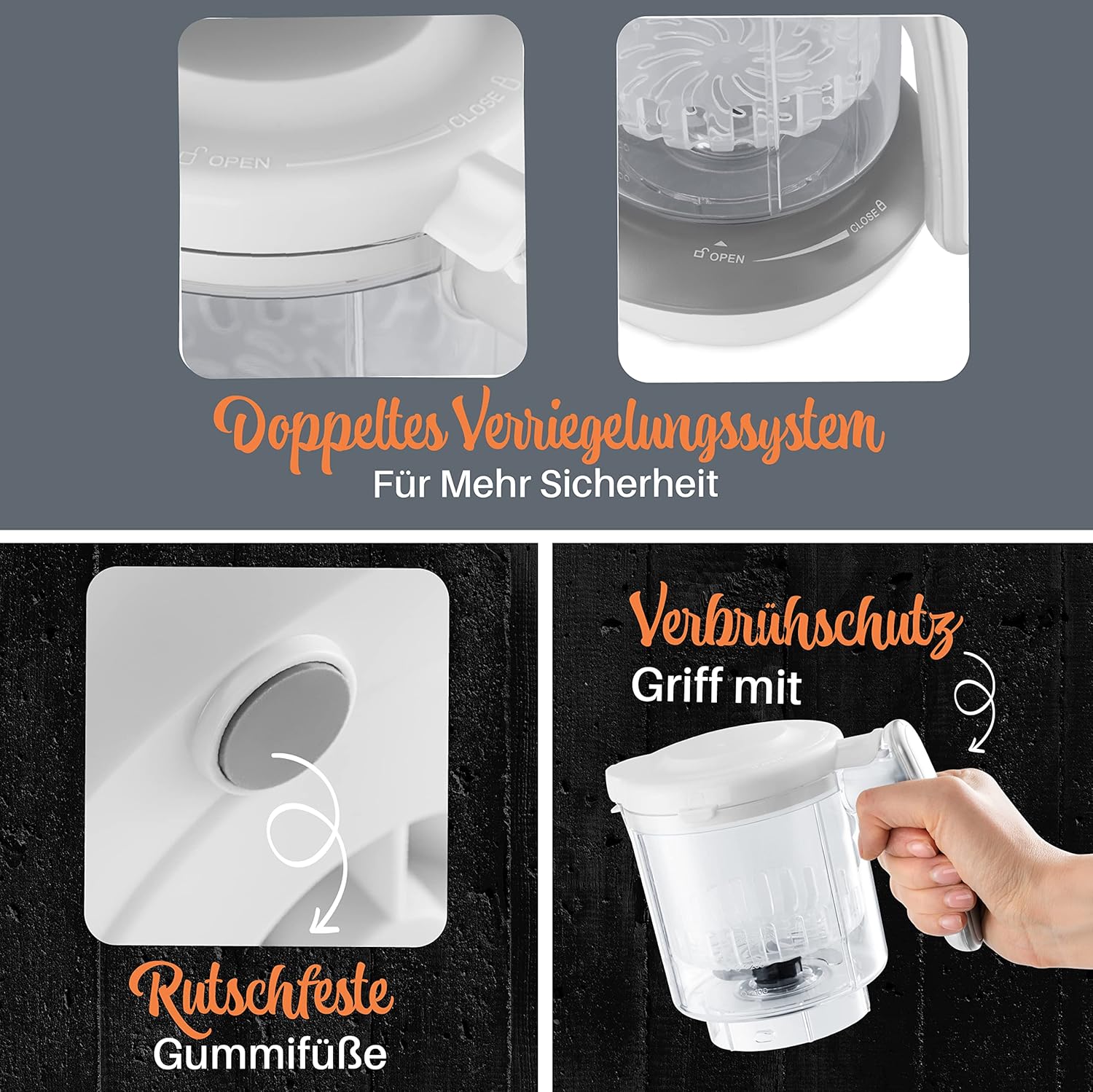 Sweety Fox - Multifunktions Babynahrungszubereiter 7-in-1 - Dampfgarer, Mixer, Pulse, Automatische Reinigungsfunktion, Sterilisiert, Glschenwrmer, Auftaufunktion