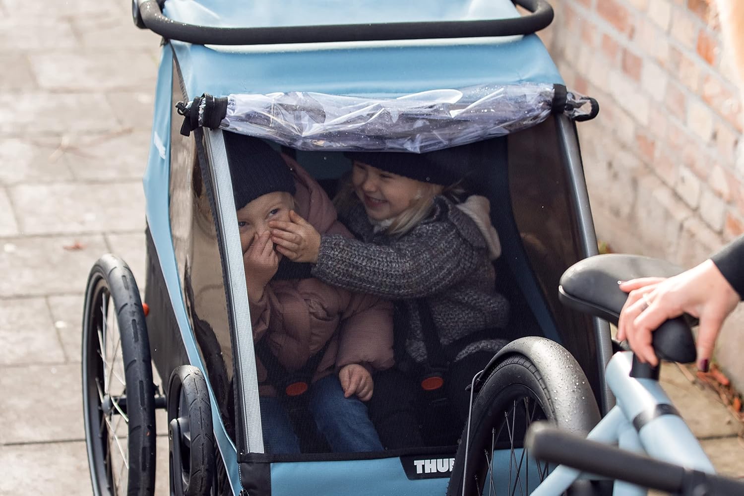 Rimorchio per bicicletta Thule Courier Dog, Rimorchio per bicicletta per 2 bambini blu egeo taglia unica