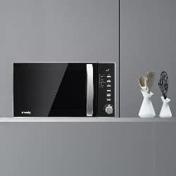 H.Koenig Microonde e Grill 2 in 1 VIO9, 25L, Piatto Girevole 27cm, 10 Livelli di Cottura fino a 1000W, Scongelamento, Cottura Combinata, Display LCD