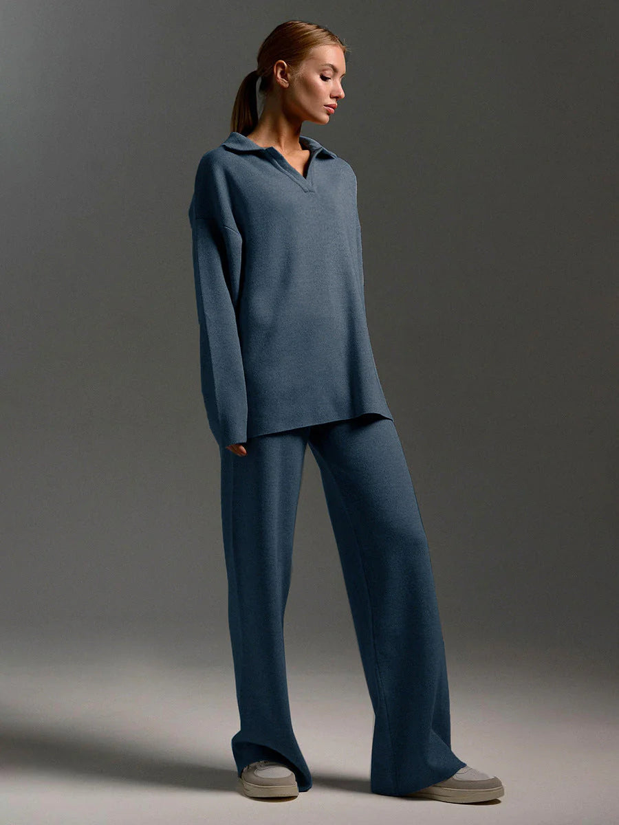 Langrmeliges Poloshirt und Hose für Damen
