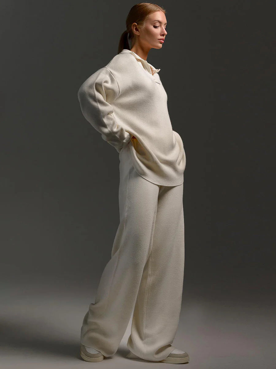 Langrmeliges Poloshirt und Hose für Damen