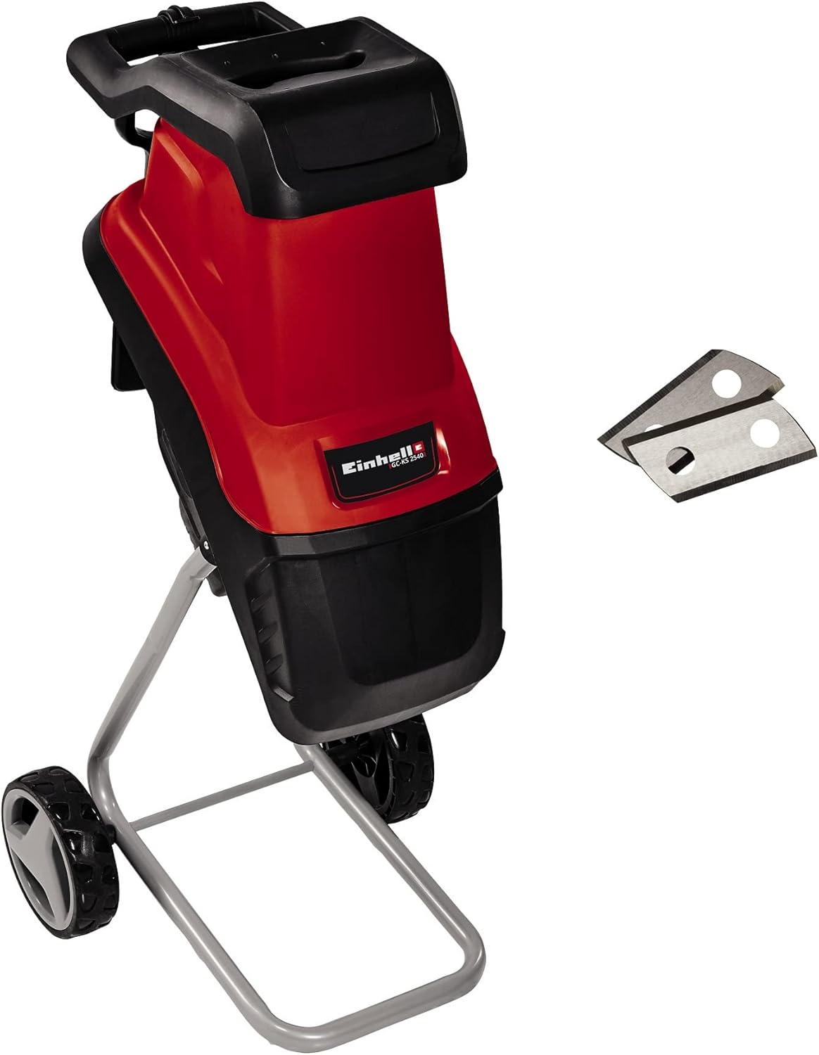 Trituratore elettrico Einhell GC-KS 2540 (2 lame reversibili in acciaio speciale, grande apertura per imbuto, interruttore di protezione motore, sacco di raccolta, maniglia di trasporto inclusa di pestello, 2 lame di ricambio)