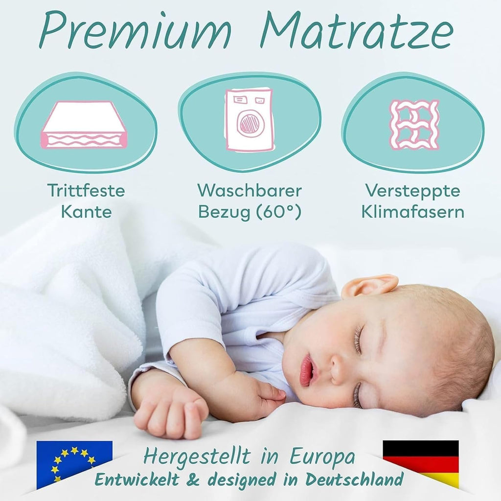 Sun Garden Kindermatratze 120x200 cm H3, Oeko Tex 100 Zertifiziert, Matratze für Kinderbett, Bezug waschbar, Optimale Matratze für Kinder, Bezug mit Klimafaser-Versteppung, Modell P1440 ComfortPur
