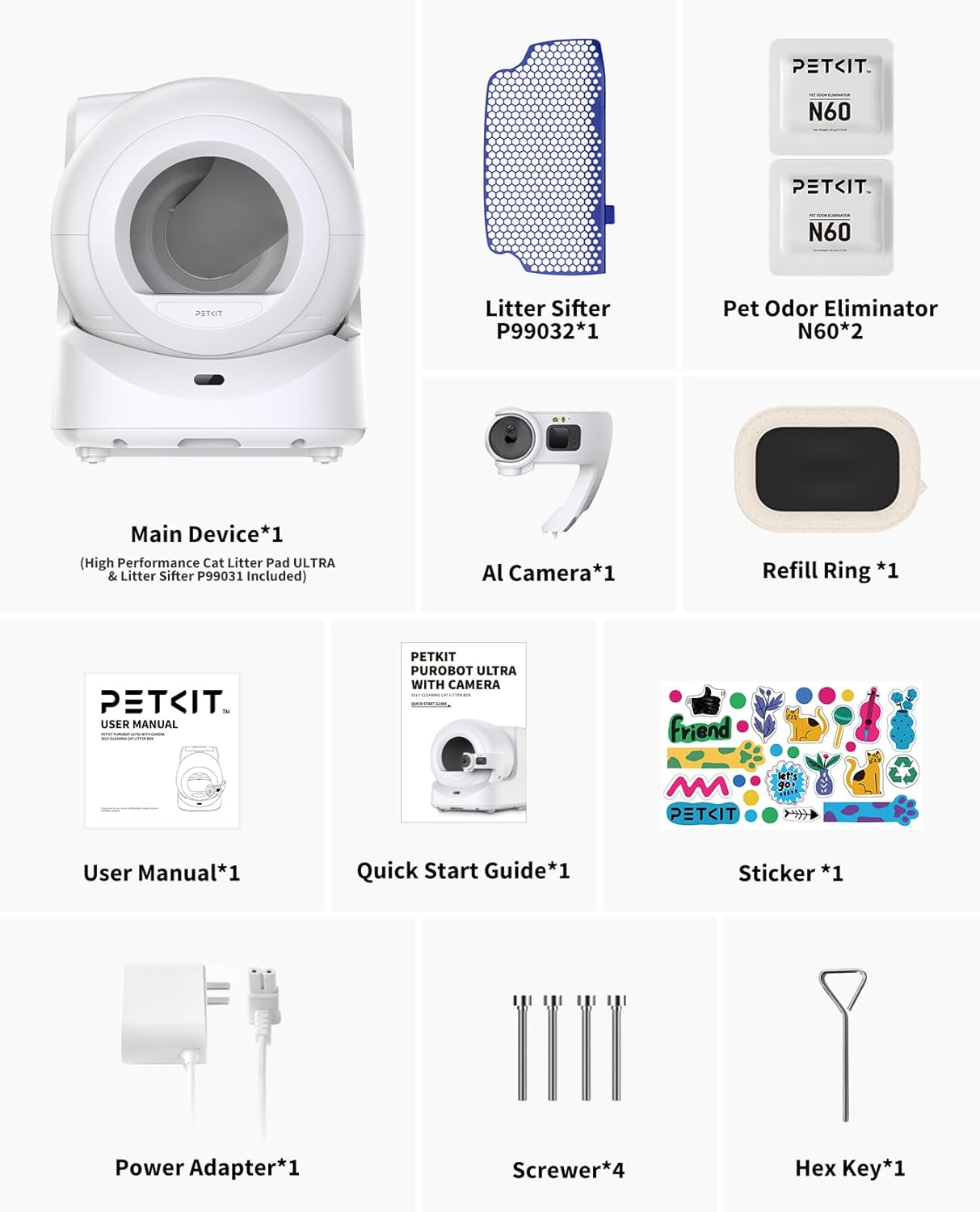 PETKIT Purobot Ultra Selbstreinigende Katzentoilette, Katzenklo Selbstreinigend mit 1080P HD-Kamera,Intelligente Reinigung, Kapazität 70L, Überwachung der Gesundheit AI, Ultra Leise und Sicher