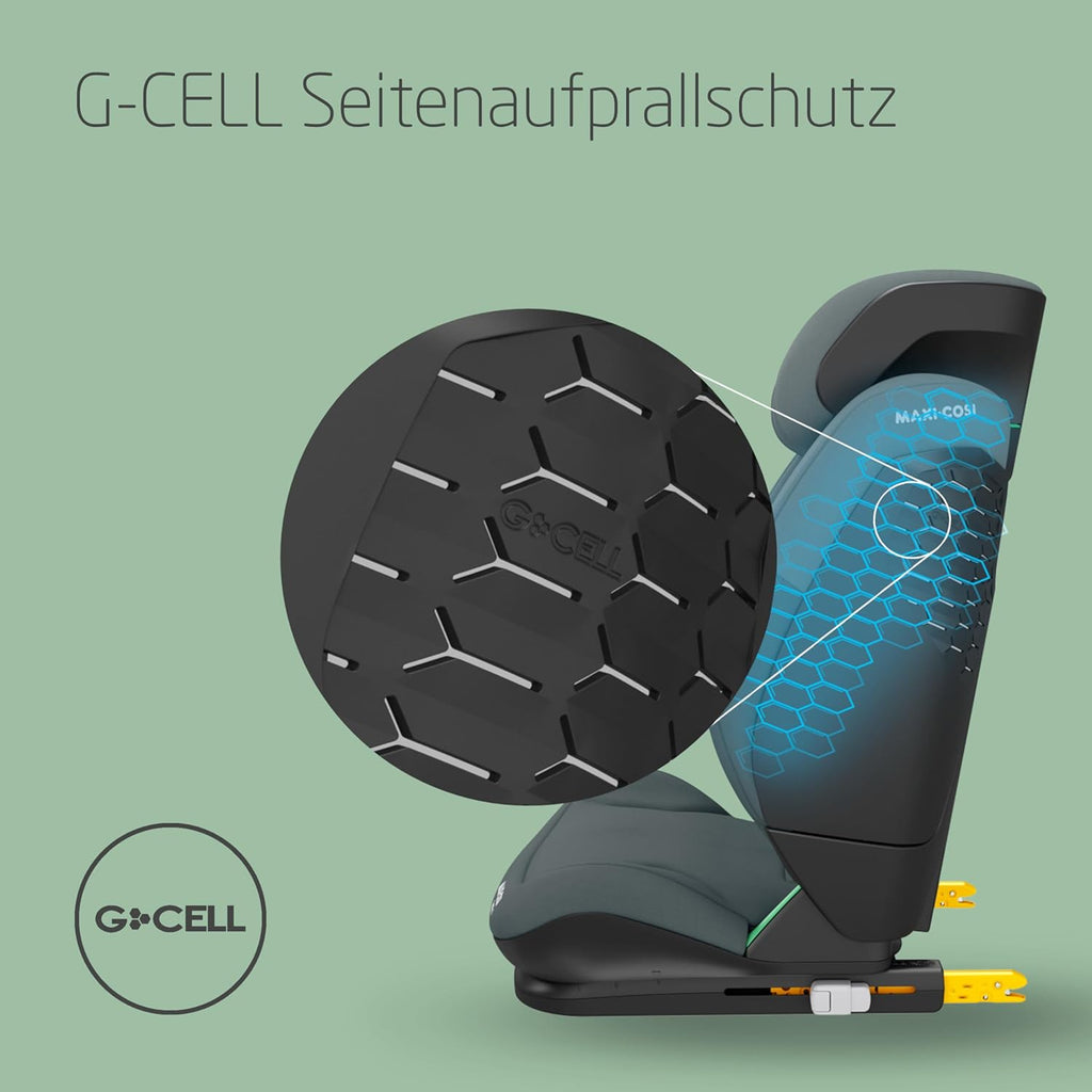 Maxi-Cosi RodiFix S i-Size Kindersitz, 100–150 cm, 3,5–12 Jahre, Autositz Kinder, 3 Liegepositionen, Verstellbare Höhe/Breite, G-CELL Side Impact Protection, AirProtect-Sicherheitskissen, Basic Black