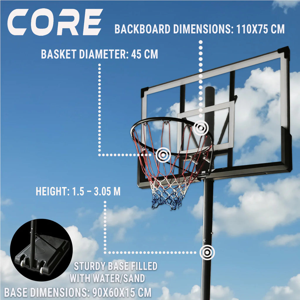 Canestro da basket Core 1,5-3,05m