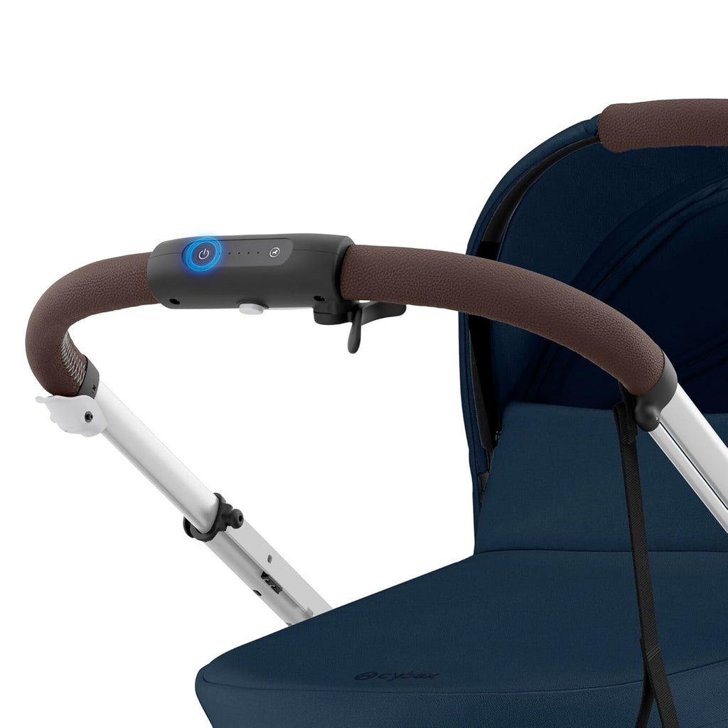 CYBEX Gold Kinderwagen e-GAZELLE S, Ab Geburt bis ca. 4 Jahre, Max. 22 kg (Single-Modus) / 2x 22 kg (Duo-Modus), All-in-1-System mit E-Antrieb und 20+ Konfigurationen, Moon Black