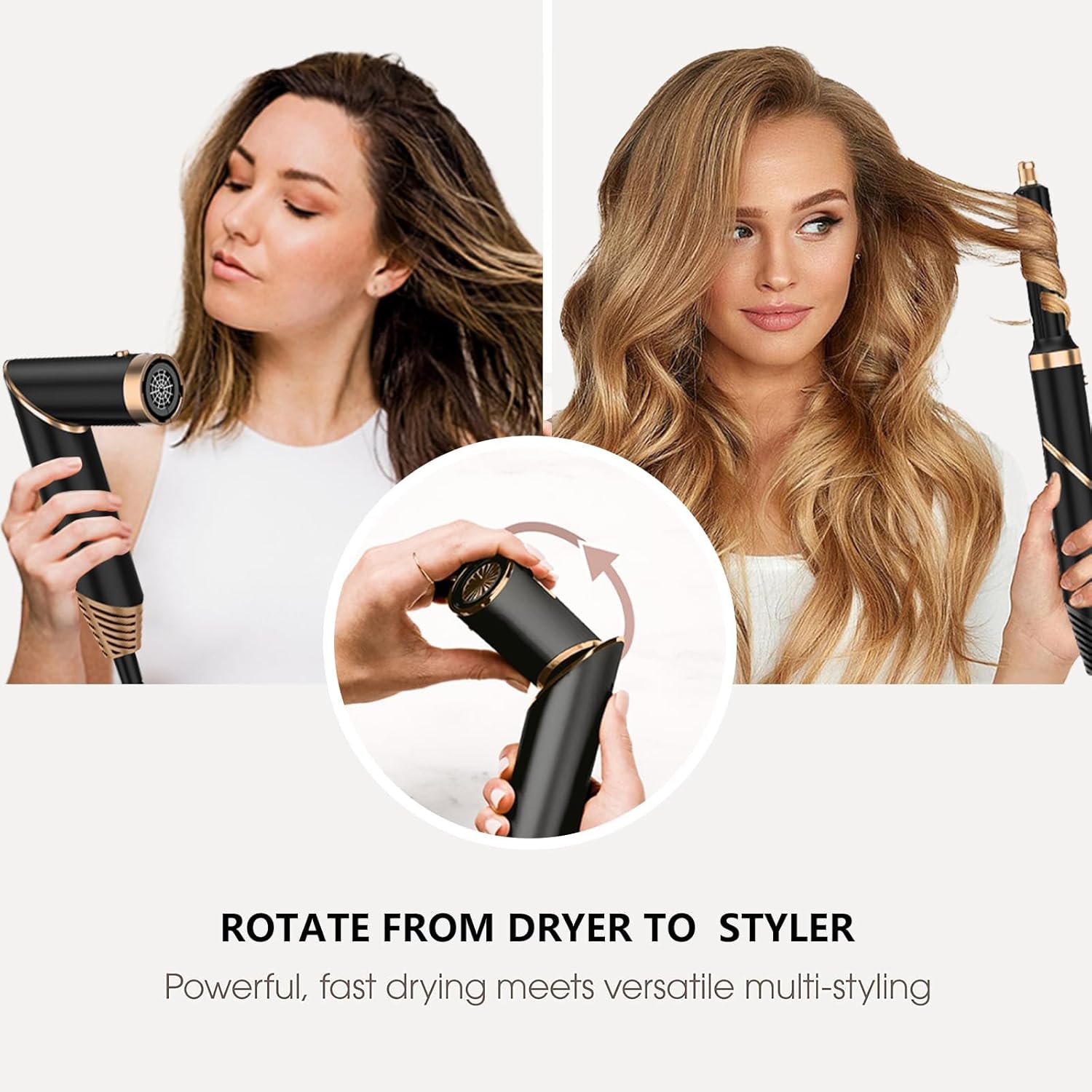 UKLISS 7 in 1 Pro Airstyler & Ionen Föhn [110,000RPM] High-speed Haartrockner Ionen Hair Dryer, mit Heißluft Lockenwickler Thermal Brush Haarglätterbürste Warmluftbürste Föhnbürste, 1200W/Blau