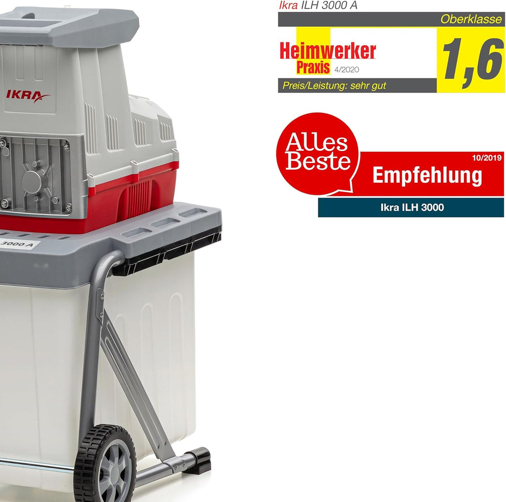 IKRA 81002880 Biocippatrice elettrica a rulli ILH 3000 A, silenziosa, robusta, a bassa manutenzione, potente 3.000 Watt, diametro rami fino a 44 mm, 230 V