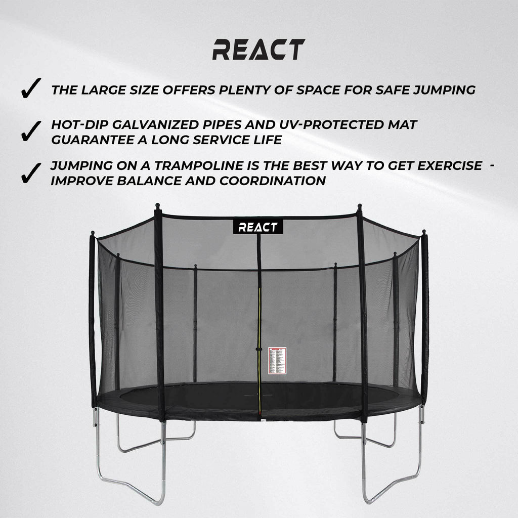 Trampolino React 427cm con rete di sicurezza
