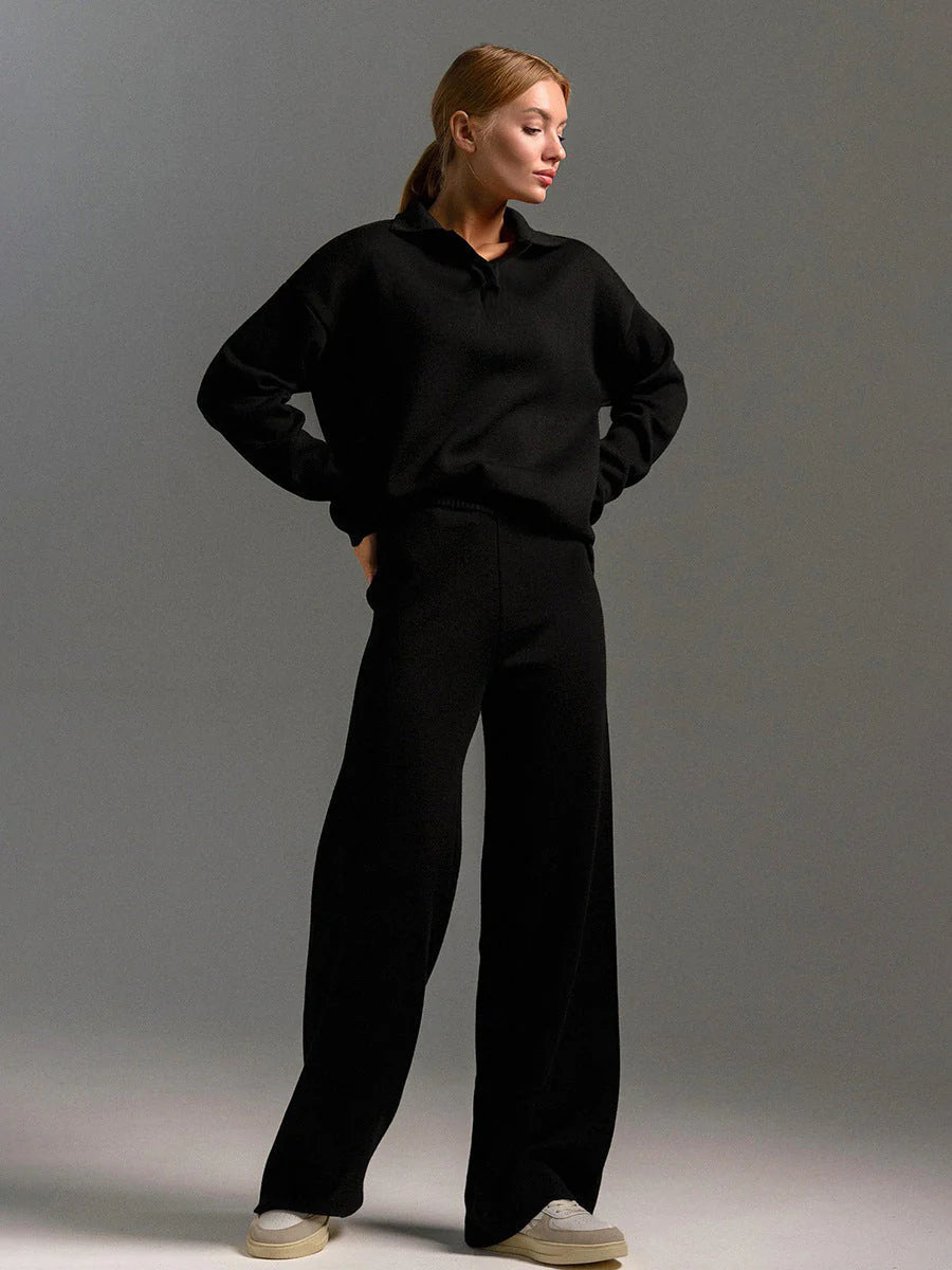 Langrmeliges Poloshirt und Hose für Damen