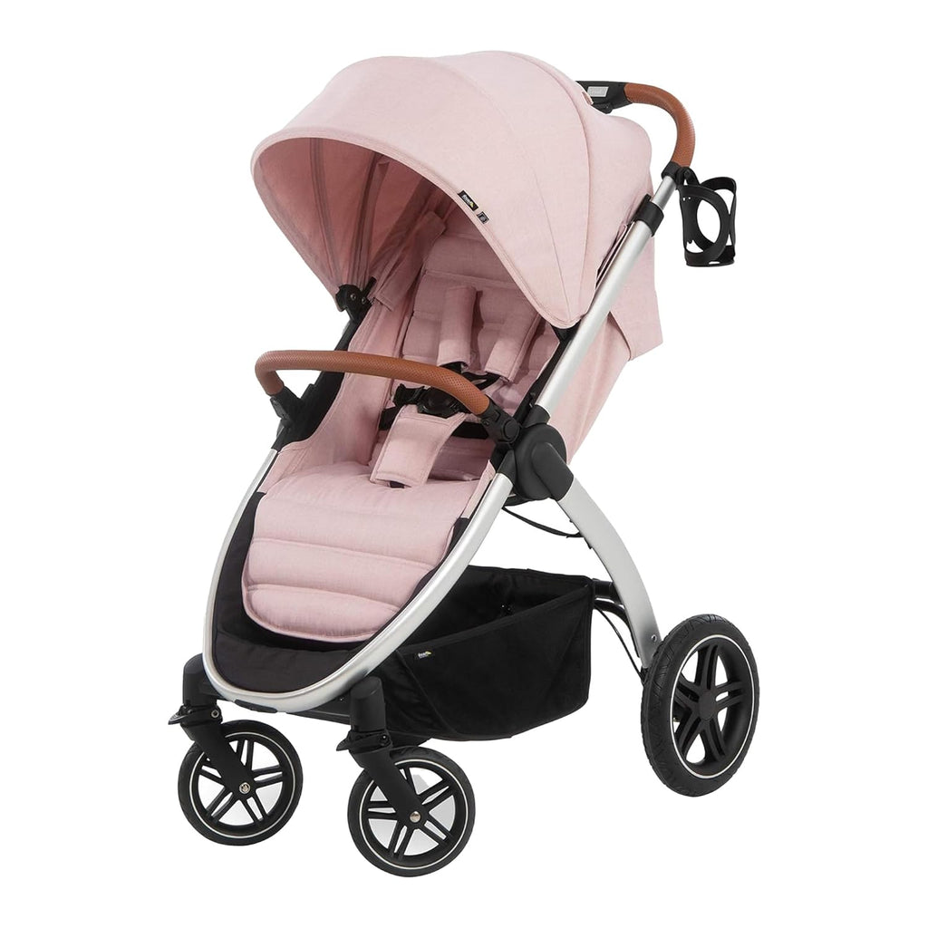 Hauck Uptown Passeggino Melange Rose – Passeggino per ogni terreno, seduta extra large, posizione nanna, ruote in gomma, sospensioni, compatto e facile da piegare, con parapioggia