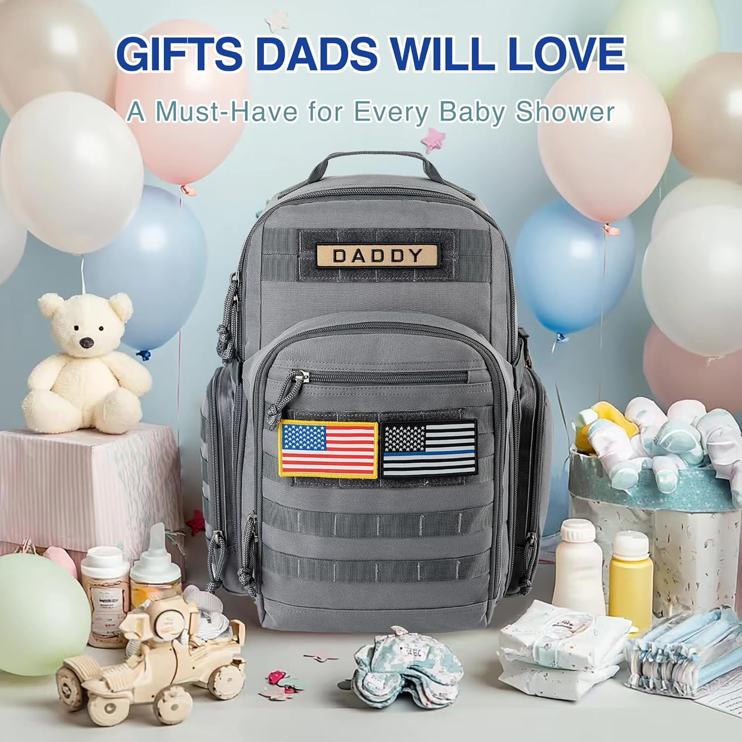 MIRACOL Borsa Fasciatoio per Papà, Borsa Militare, Zaino, Borsa Multifunzione con Toppa Bandiera per Uomini e Donne