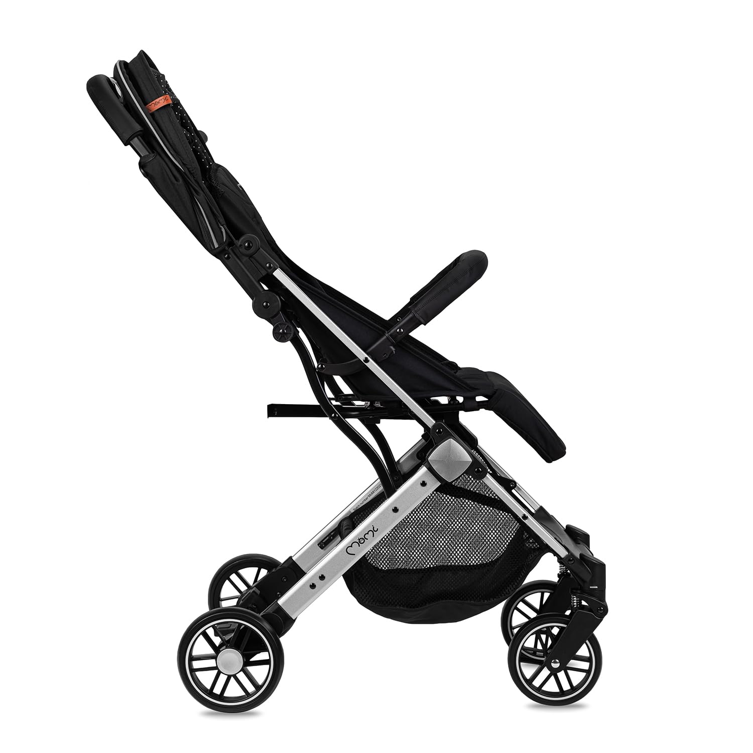 MOMI ESTELLE Kinderwagen für Kinder ab 6 Monat bis zu max körpergewicht von 15 kg, klappbar auf die Maße 65 x 51 x 21 cm, gewicht 7,5 kg, 5-Punkt-Sicherheitsgurt, koffer, grau-gold, Räder 6''/6,5''