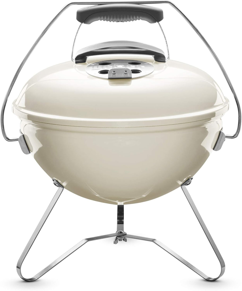 Weber Smokey Joe Premium Holzkohlegrill, Ø 37cm Grillfläche, portabeler BBQ Grill mit praktischem Tragebügel, porzellanemaillierten Deckel & Kessel - Smoke Gray (1126704)