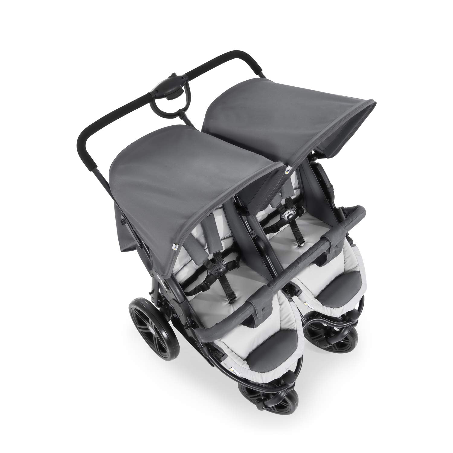 hauck Passeggino Gemellare Roadster Duo SLX, da 0 Mesi fino a 15 kg (circa 3 Anni), con Posizione Nanna, Cestino XL, Chiusura Facile e Compatta, Ruote Grandi (Grigio/Argento)