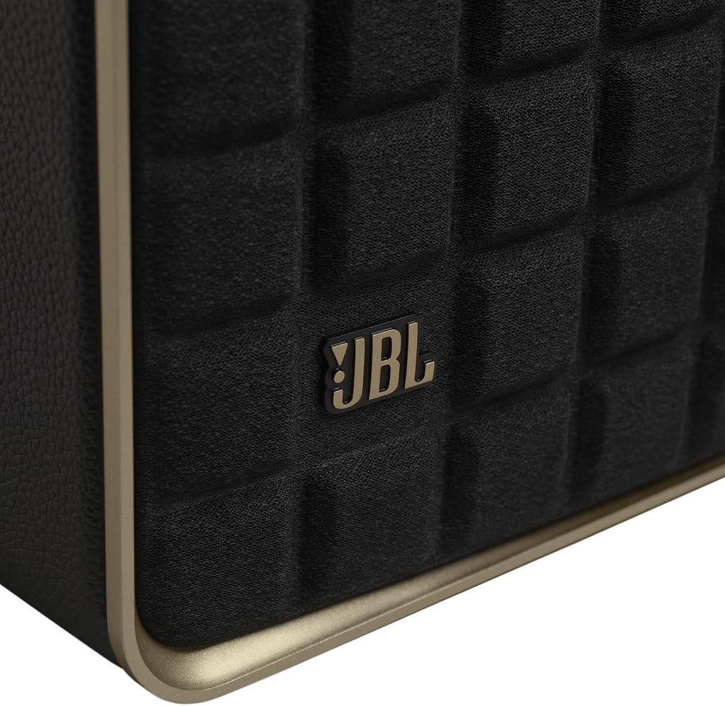 JBL Authentics 200 Smart Home Altoparlante – Cassa Bluetooth dal design retrò anni '70 – Con griglia Quadrex, Google Assistant, Alexa, AirPlay e JBL One App – Nero