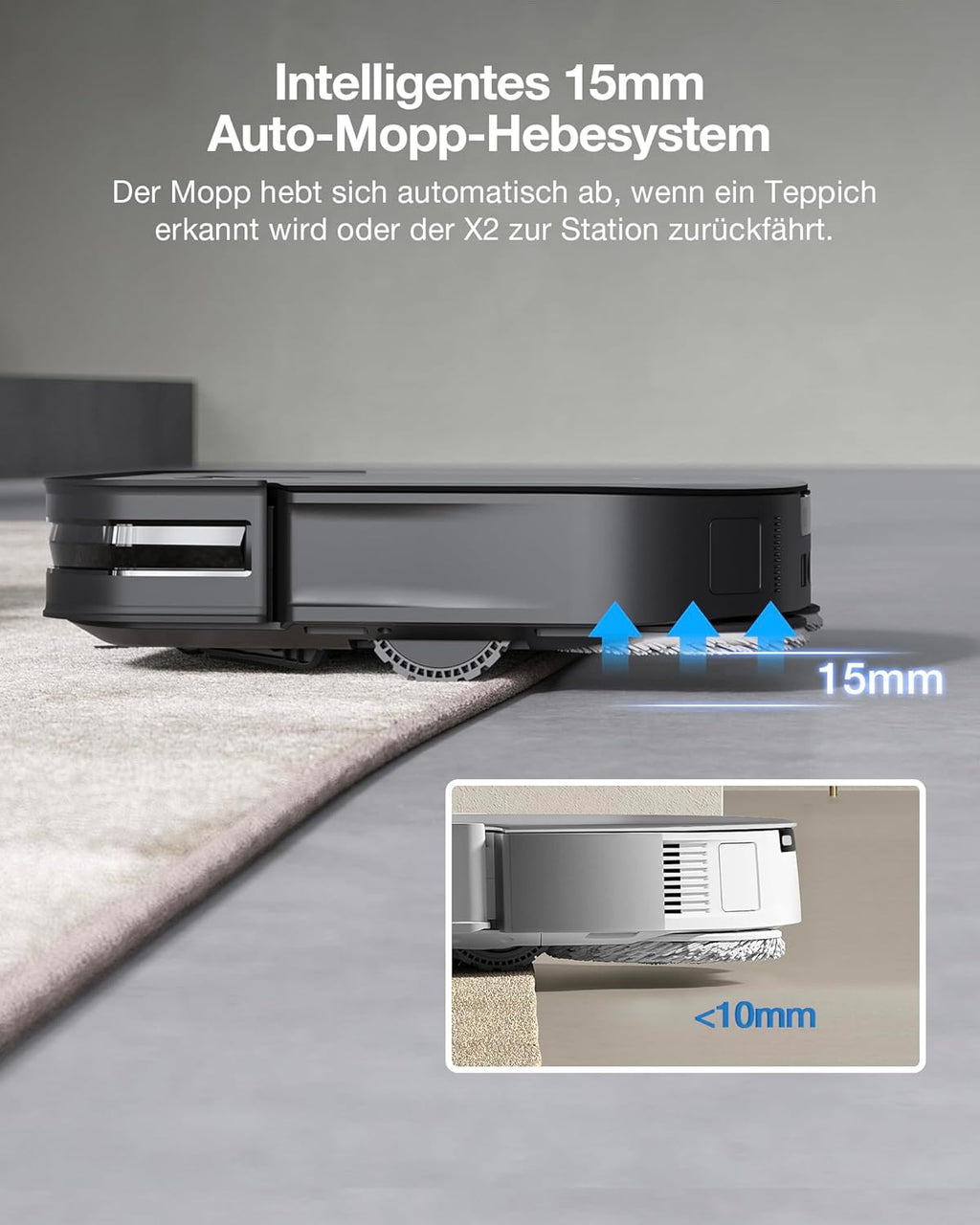 ECOVACS DEEBOT X2 Combo Saugroboter mit Wischfunktion 8700Pa mit Handstaubsauger, doppelte automatische Leerung, 15mm Mopp-Hebesystem, selbstreinigender Roboterstaubsauger, Heiwasser-Moppreinigung