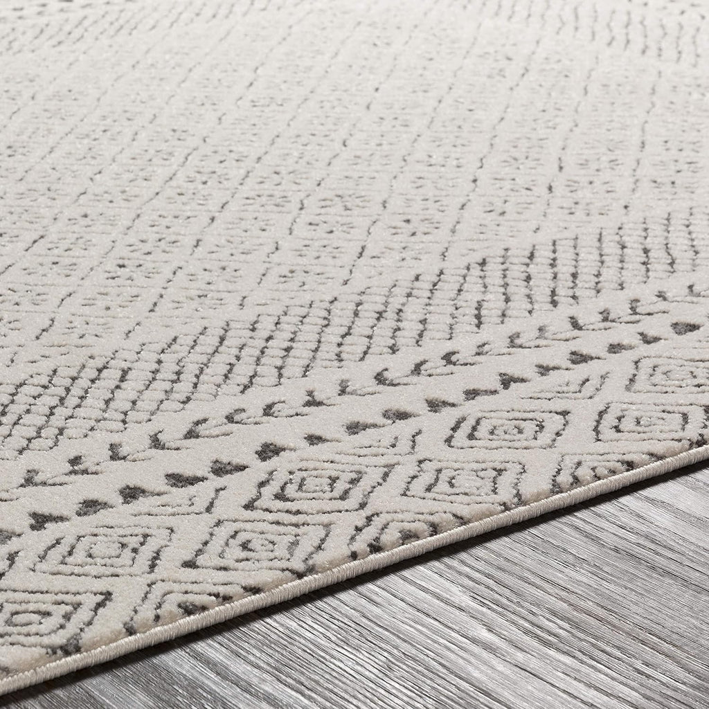 Surya Monaco Tappeto Soggiorno Boho, Grande Tappeto Camera da Letto 200x274 cm - Tappeto per Sala da Pranzo con Motivo Geometrico, Tappeto Soggiorno Moderno Scandinavo in Beige, Grigio Carbone