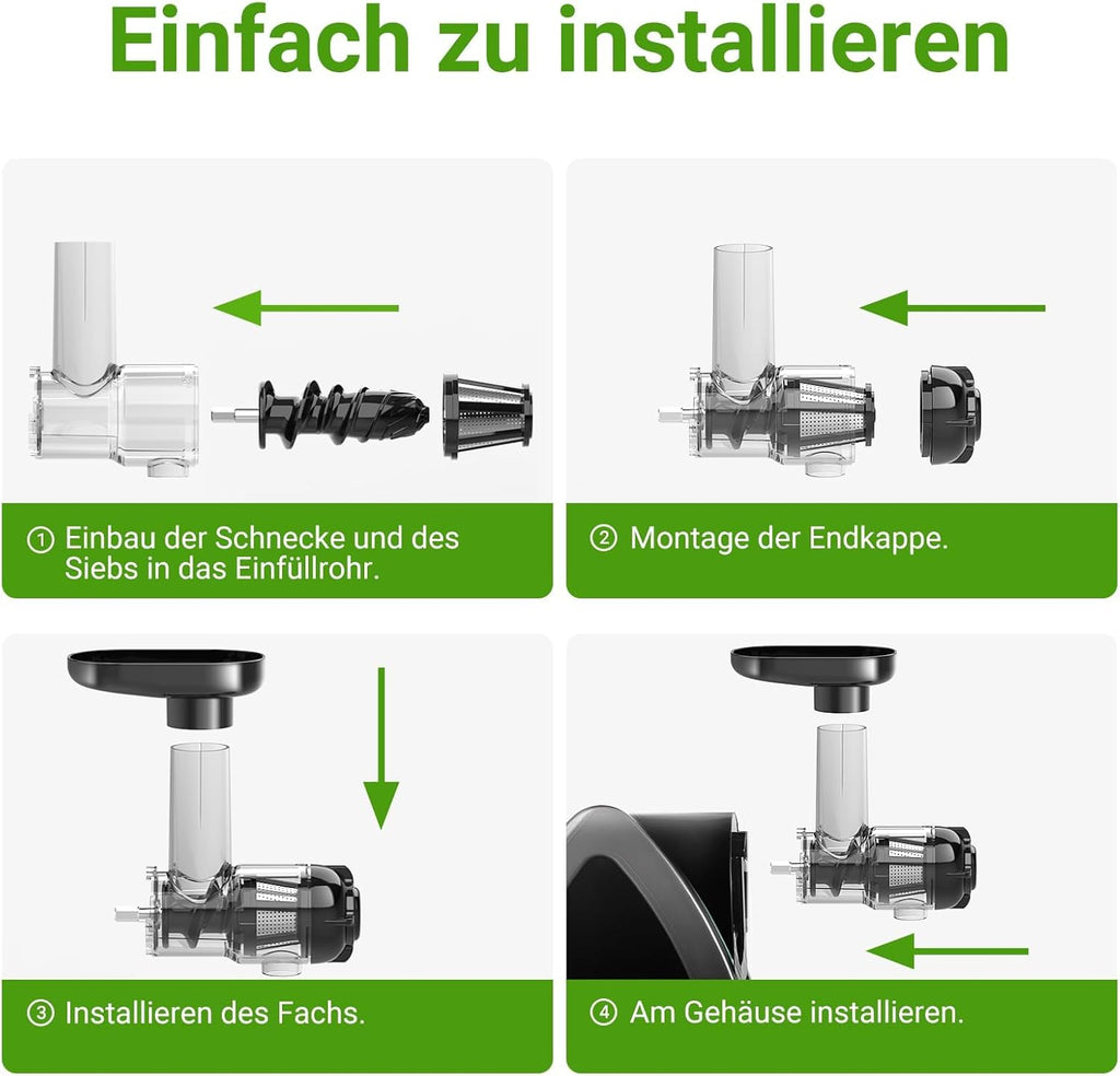 【Neues】Entsafter AOBOSI-Slow juicer mit 2 Geschwindigkeitsstufen-Entsafter gemüse und obst mit 8 stufiger Schnecke-Saftpresse mit Reinigungsbürste&2 Bechern-Obstpresse mit Reversierfunktion