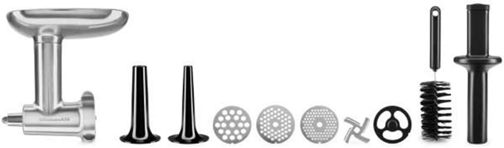 KitchenAid Zubehr - 5KSMMGA - Fleischwolf für Küchenmaschine - Mit Würstfüller - Gemüsezerkleinerer - Hackfleisch Zerkleinerer - Edelstahl