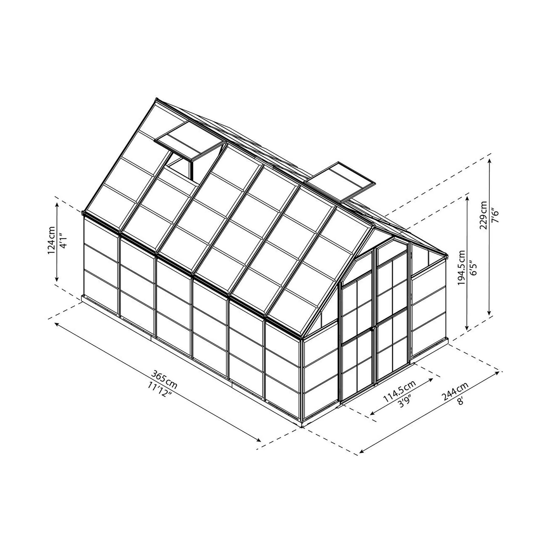 Serra Palram-Canopia Octave, 8,9m², 8x12, argento