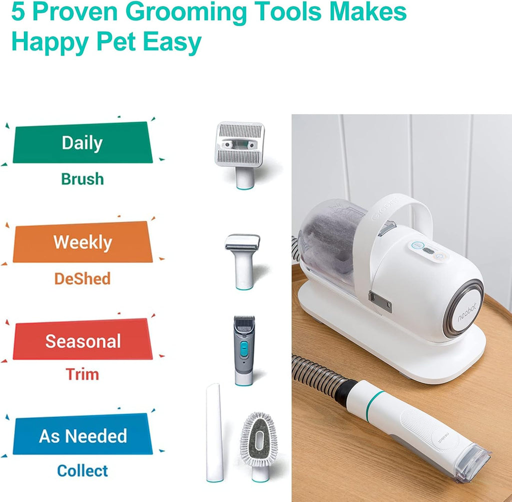 Neabot Neakasa P1 Pro Hundeschermaschine mit Tierhaar Staubsauger 13000 Pa Haustierpflegeset, leise Schermaschine Hund Katze Tierhaarschneidemaschine Tierhaarentferner, 5 bewhrten Pflegewerkzeugen