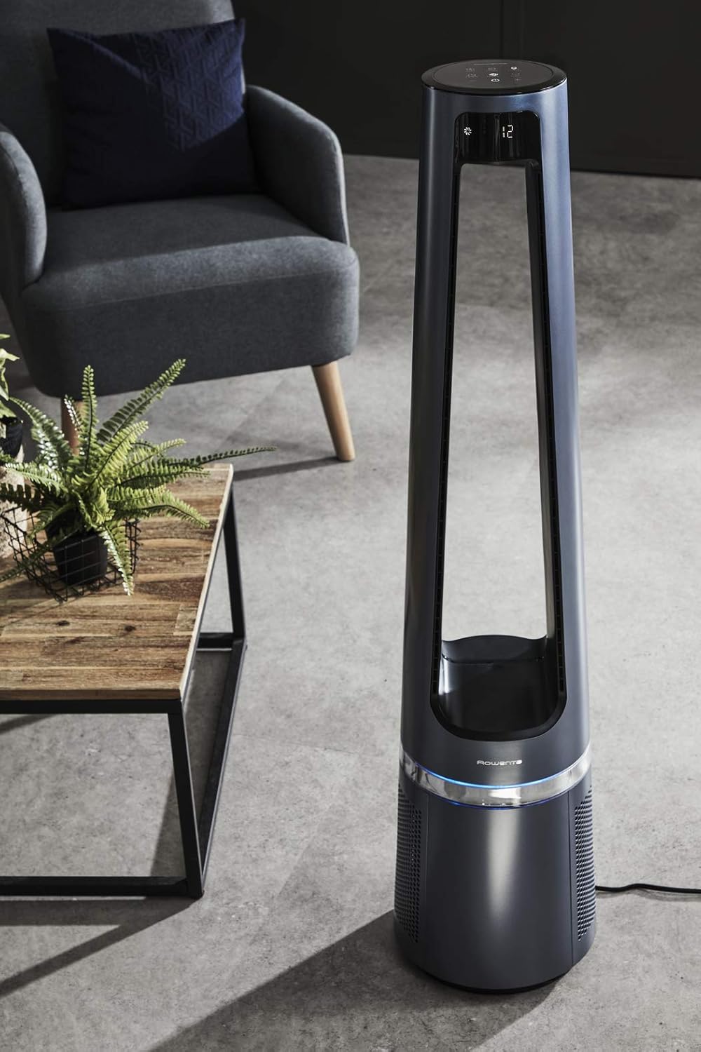 Rowenta QU5062 Eclipse Purificatore d'aria 3in1 | Termoventilatore | Ventilatore | filtra il 99,9% delle particelle | per ambienti fino a 30 m2 | riscaldamento rapido fino a 35°C | modalità automatica giorno/notte | Nero/Grigio