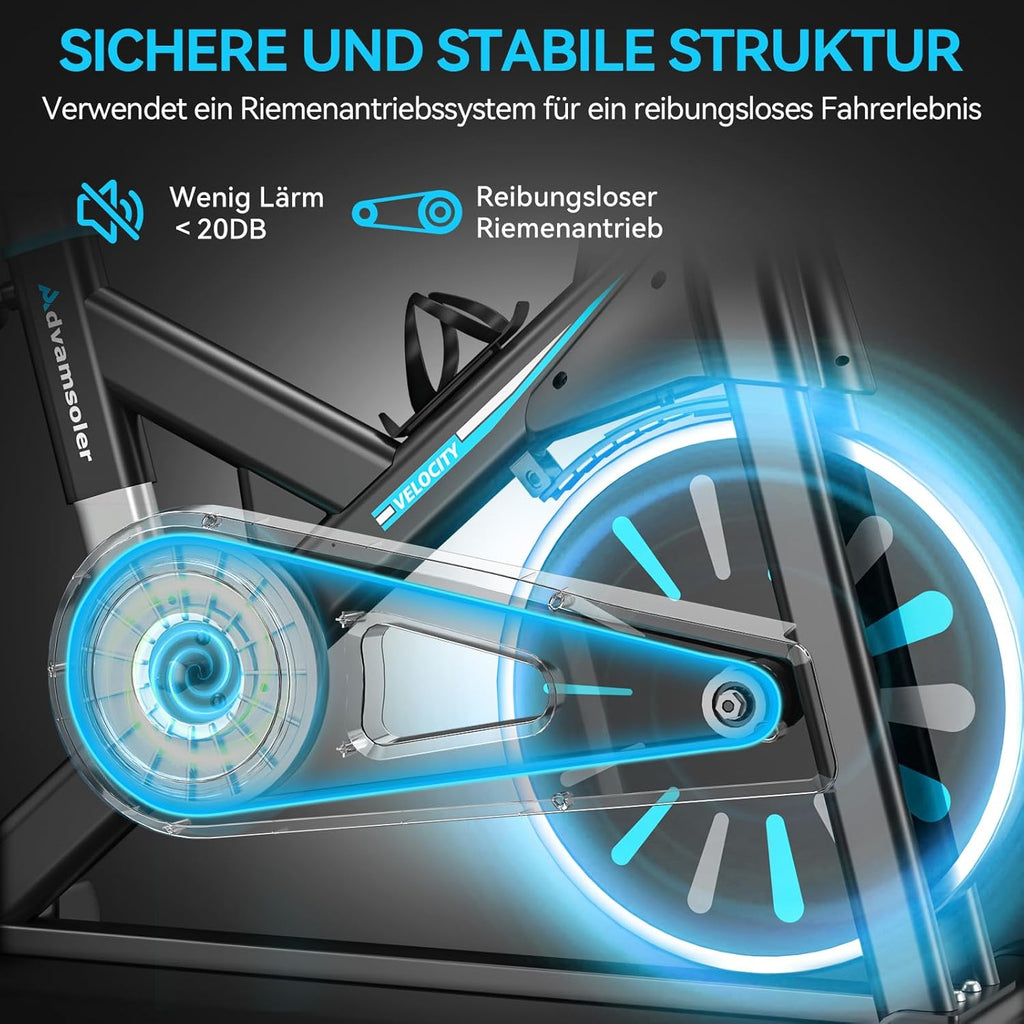 Advamsoler Cyclette, Bici Ellittica con Monitor LCD e Supporto per Tablet, Spinning Bike Silenziosa da Interno per Allenamento Cardio a Casa