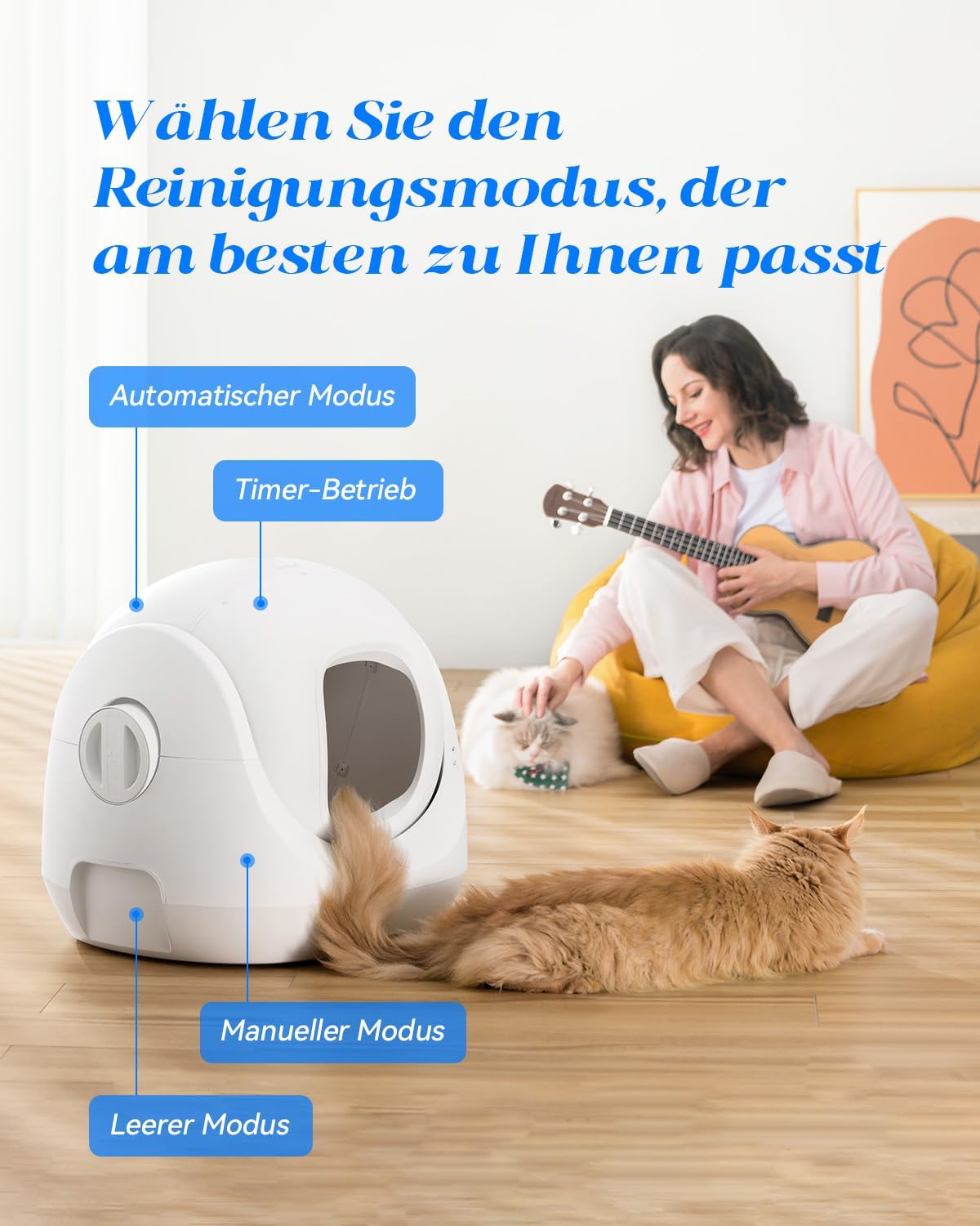 Catlink Baymax Lettiera autopulente, Monitoraggio della salute del tuo gatto, Adatta per gatti da 1,5 a 10 kg, per più gatti