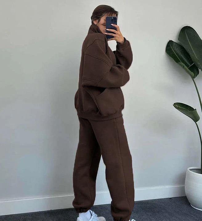 Set aus Reiverschlussjacke und Kordelzughose für Damen