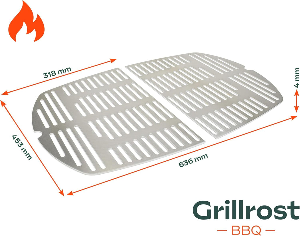 Griglie in acciaio inox per Weber Q300/3000 | lavabili in lavastoviglie - set da 2 pezzi