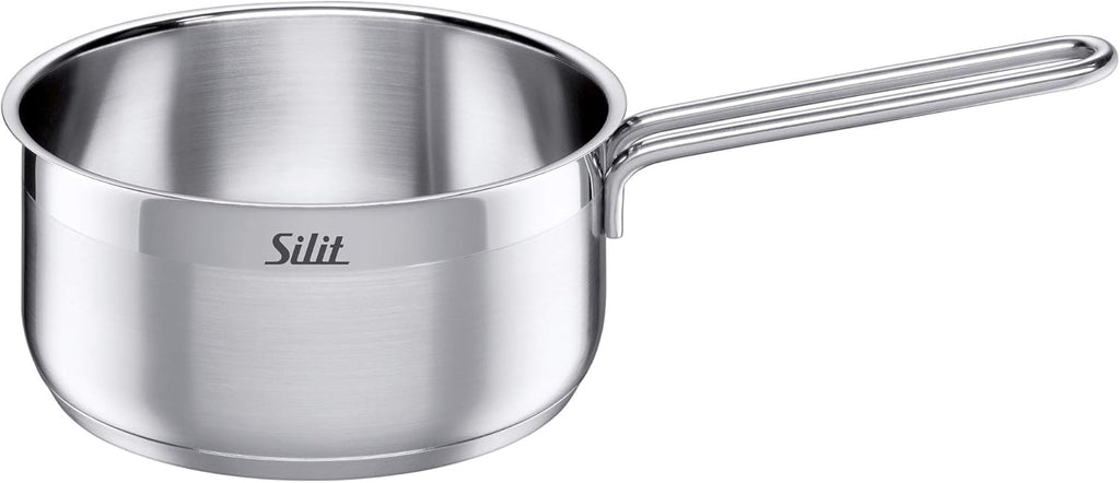 Silit Toskana Set di pentole 10 pezzi, adatto all'induzione, Set di pentole con coperchio in vetro, Pentole a induzione, Bollilatte, Vaporiera, Padella, Acciaio inossidabile parzialmente opaco, Set di pentole a induzione non rivestite