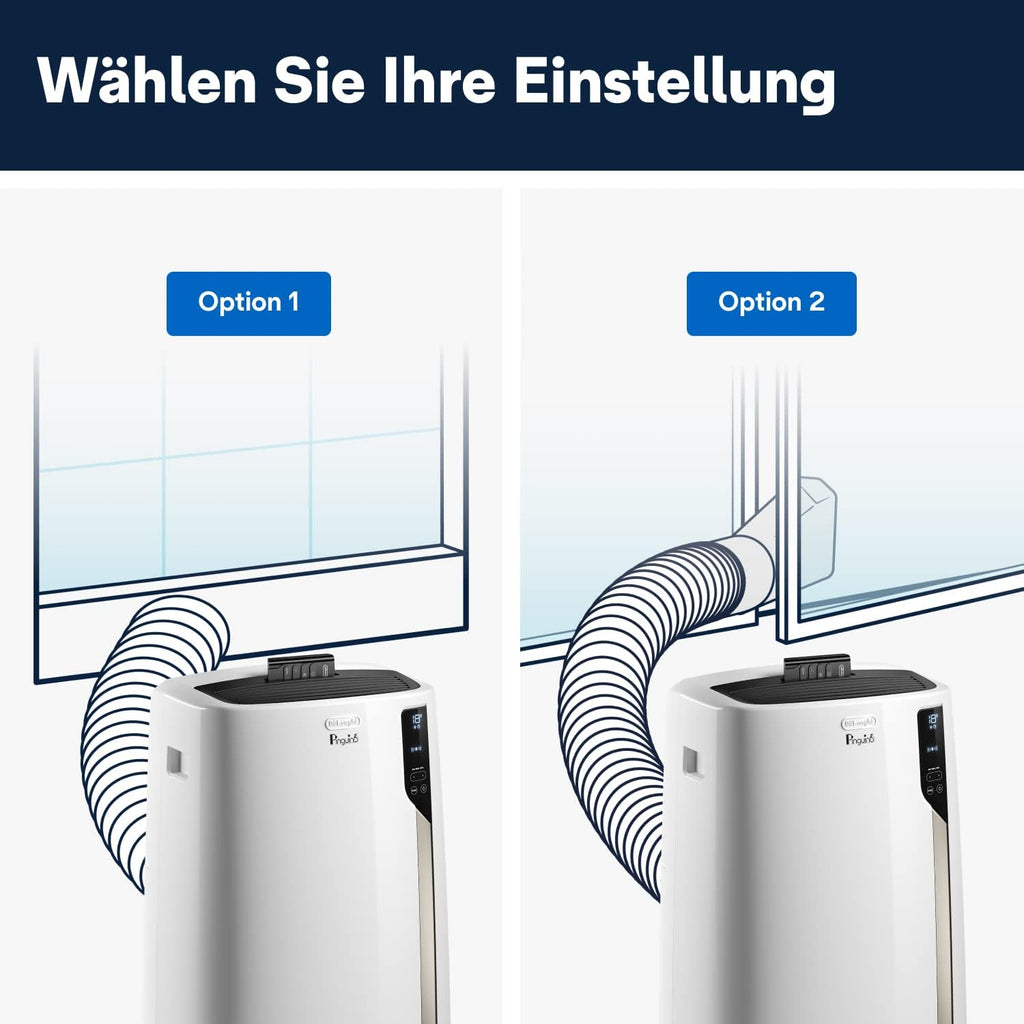 De'Longhi Pinguino PAC EM82, Condizionatore Portatile per ambienti fino a 80 m, 9.400 BTU, 2,4 kW, 63 dB, Funzione Deumidificatore, Classe Energetica A, Timer 24h, Bianco