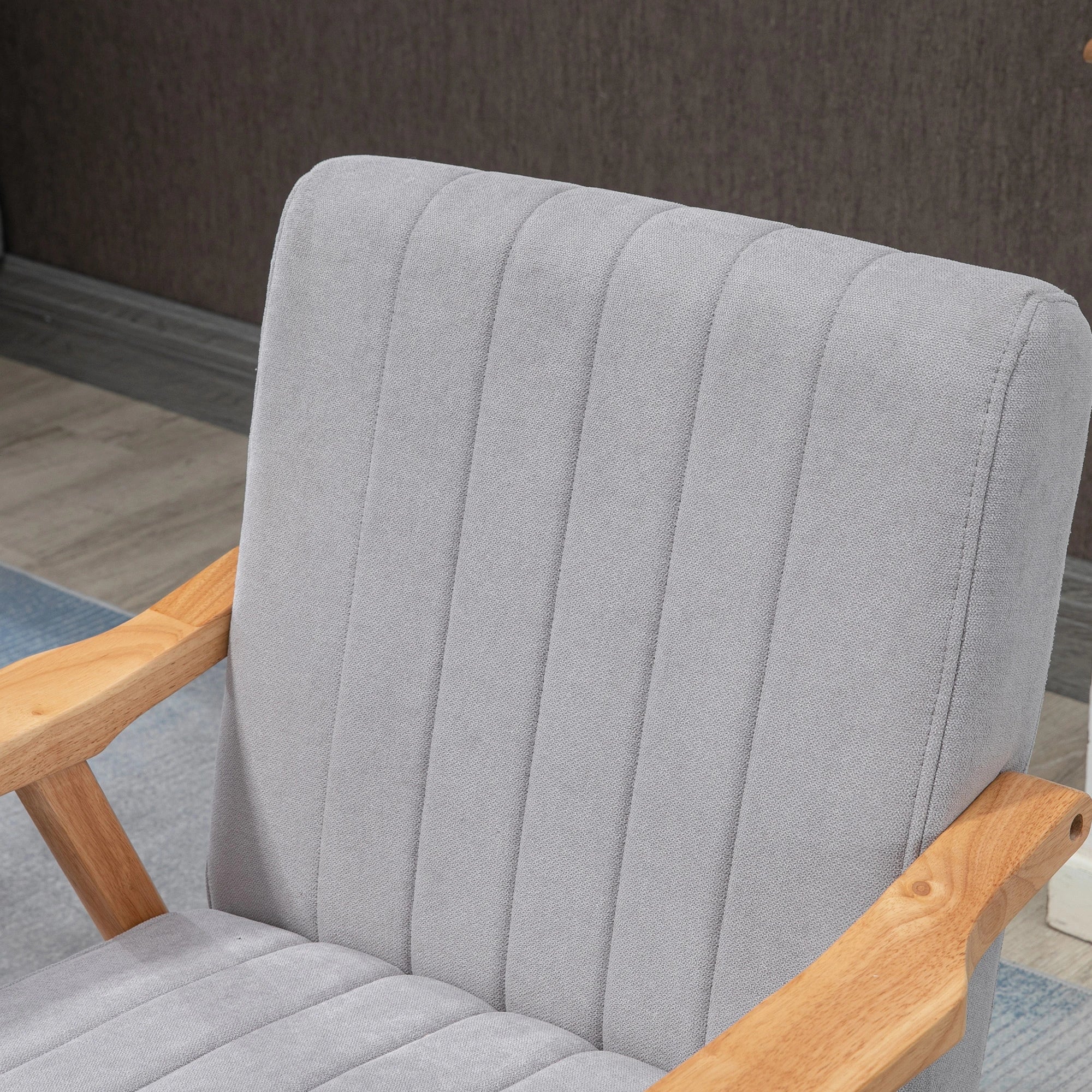 HOMCOM Sedia Imbottita Design Scandi extra confortevole Velluto Grigio Chiaro
