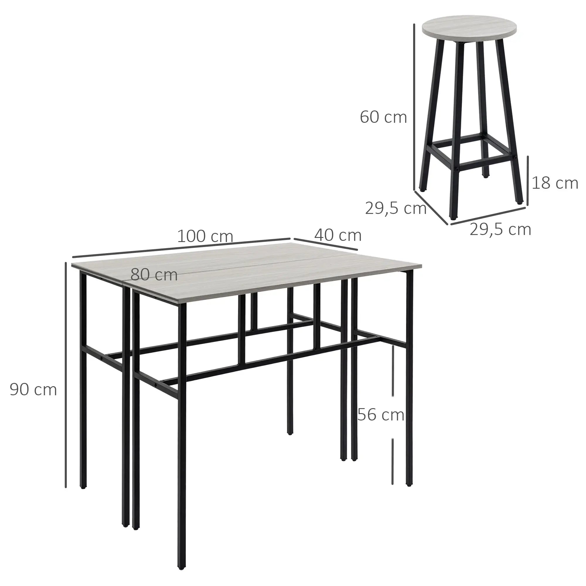 Set Tavolo da Bar HOMCOM 6 Pezzi Combinabile Salvaspazio per Sala da Pranzo