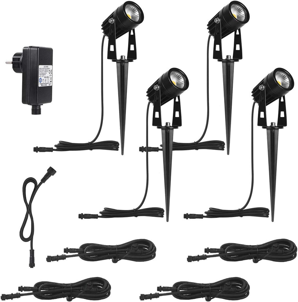 AIMHEIM 12er-Set Gartenstrahler LED Warmweiß, 3W Gartenleuchte Garten Beleuchtung mit Stecker, Schwenkbar Außen-Strahler Aussenbeleuchtung Erdspieß IP65 Wasserdicht für Baum, Pflanzen, Teich