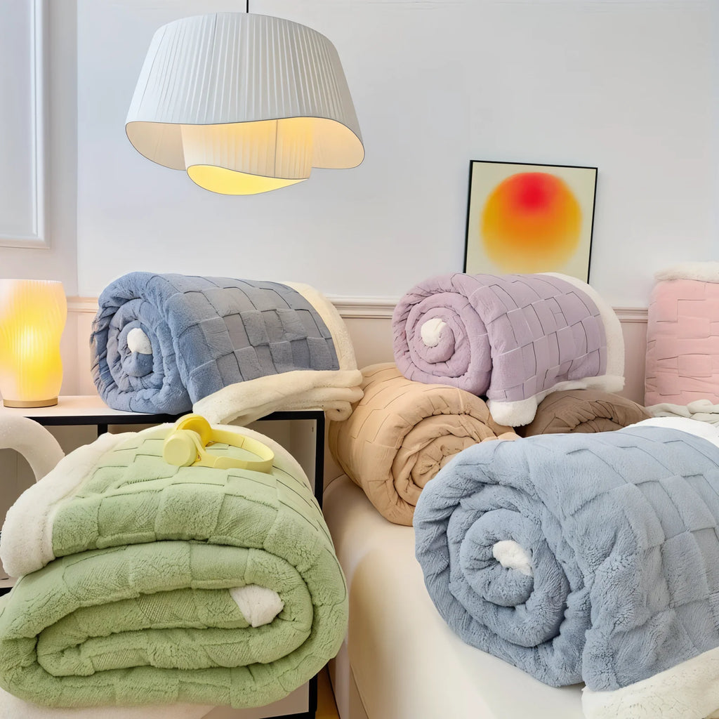 CozyCheck Plaid - Coperta in Pile Reversibile, Spessa e Termica per l'Inverno