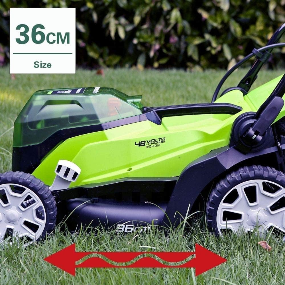 Greenworks 48V (2x24V) Selbstfahrender Akku Rasenmäher für große Flächen bis zu 480m², 46cm Schnittbreite, 55L Sack PLUS zwei 4Ah-Akkus und Doppelladegerät GD24X2LM46SPK4X