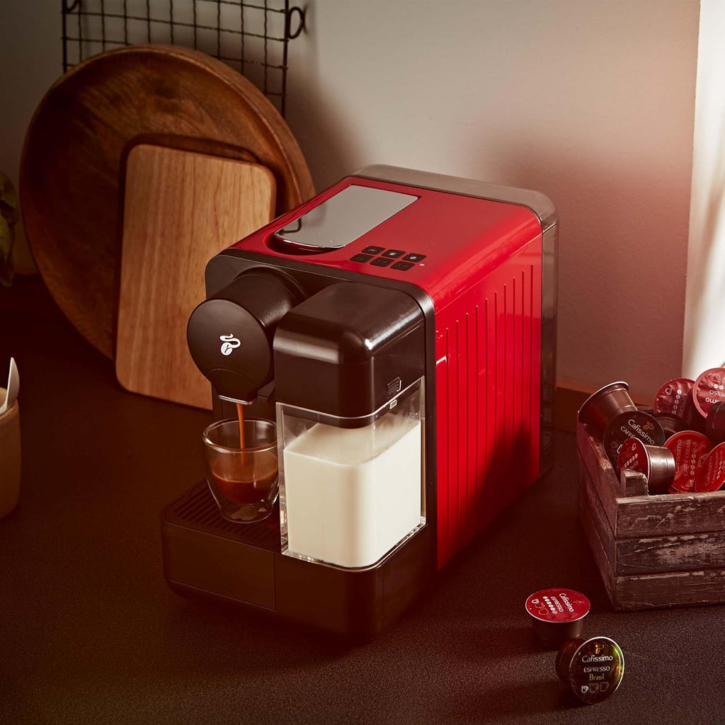 Tchibo Cafissimo „milk“ Kaffeemaschine Kapselmaschine inkl. 30 Kapseln für Caffè Crema, Espresso, Kaffee und Milchspezialitäten, Schwarz