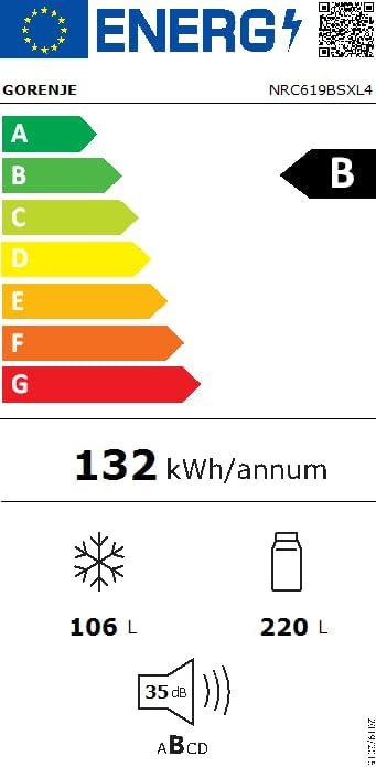 Gorenje RK 418 DPW4 Frigorifero-Congelatore, Classe Energetica D, Vano Verdura CrispZone, Cerniera Porta, Reversibile, Illuminazione Interna LED, Vano Frigorifero 198 Litri, Vano Congelatore 71 Litri, Bianco