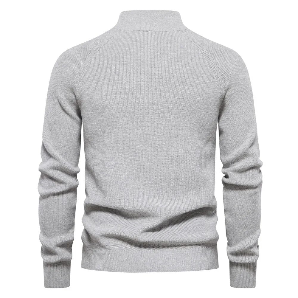 Strickpullover mit mittlerem Kragen und Reiverschluss für Herren